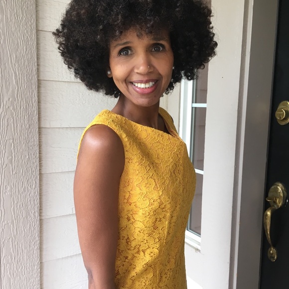 Vintage all over lace dress margigold yellow - Picture 7 of 8